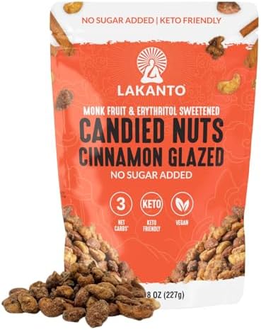 Lakanto Candied Nuts, Cinnamon Glazed, Mixed Nuts, No Sugar Added, 8 oz