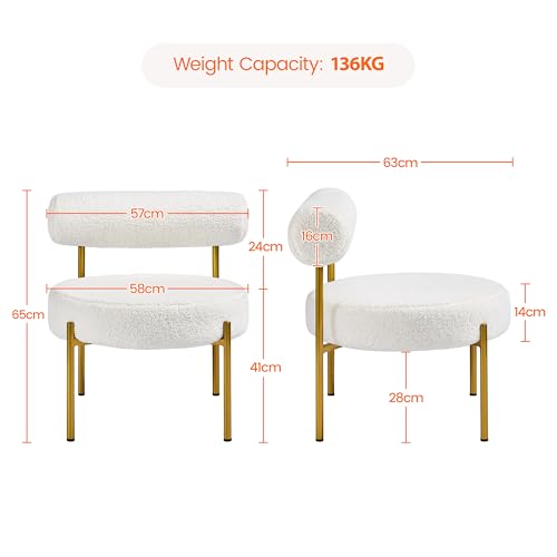 Yaheetech 1x Loungesessel Ruhesessel aus Boucle-Geweb Esszimmerstuhl mit Rückenlehne Stilvoller Wohnzimmersessel Relaxsessel – Bild 4