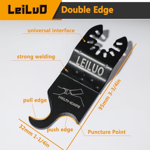 LEILUO 4 Pcs Oscillating Multi tool Hook Knife Blade for Carpet Roof Shingles Soft Materials Universal Oscillating Tool Accessory with Storage Bag Compatible with DeWalt Dremel Milwaukee and More