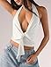 MISSACTIVER Women’s Sexy Halter Top Backless Wrap Twist Crop Tops Y2K Plunge Deep V-Neck Bandage Crop Tank Top Corset Cami White