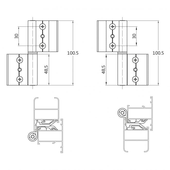 Amig 22090 - Bisagra 40/20 aluminio blanco izda