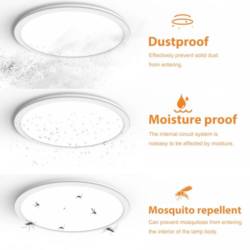 Slochi TJN-CL05A-2-WT-US Pack 12 Inch Led Flush Mount Ceiling Light, 28W Ceiling Lights 3000K/4000K/5000K Selectable, 3200Lm Super Bright Close To Ceiling Light Fixtures For Bedroom thumb #5