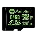 64GB Micro SD Card Plus Adapter - Amplim V30 A1 100MB/s 667X 64 GB MicroSDXC Memory Card Pack (Class 10 U3 UHS I TF XC) MicroSD SDXC Card - Cell Phone, Drone, Camera, GoPro Hero, Fire, Nintendo, DJI