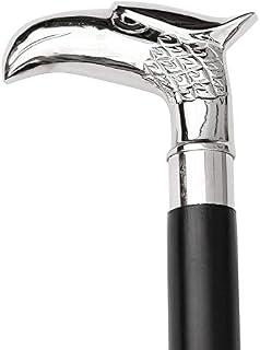 Ajuny Wooden Walking Sticks For Men Women Seniors Decorative Chrome Knob Formal Cane