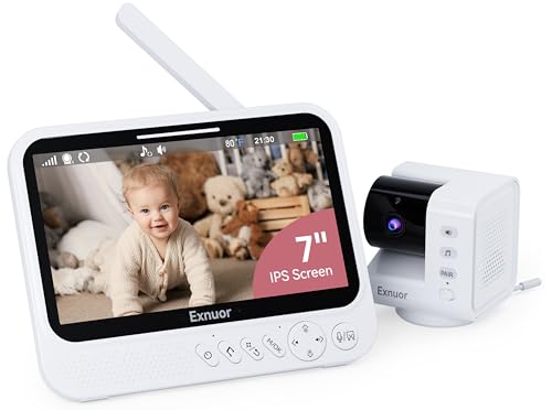 Exnuor No WiFi Baby Monitor, 7" IPS Screen, 720p Baby Monitor with Camera and Audio, 5000mAh Battery, 1000ft Range, 6 Lullabies & 2 White Noise, VOX, Temperature Sensor, Night Vision, 2-Way Talk Exnuor No WiFi Baby Monitor, 7" IPS Screen, 720p Baby Monitor with Camera and Audio, 5000mAh Battery, 1000ft Range, 6 Lullabies & 2 White Noise, VOX, Temperature Sensor, Night Vision, 2-Way Talk