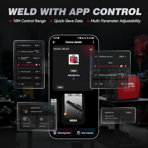 Image of ARCCAPTAIN 205A Stick Welder, ARC /Lift TIG Welding Machine, 120V /240V | APP Control, Synergic Control, Large LED Display, Plate Thickness, IGBT Inverter, Hot Start, Arc Force, ARC Welder 10 Rods