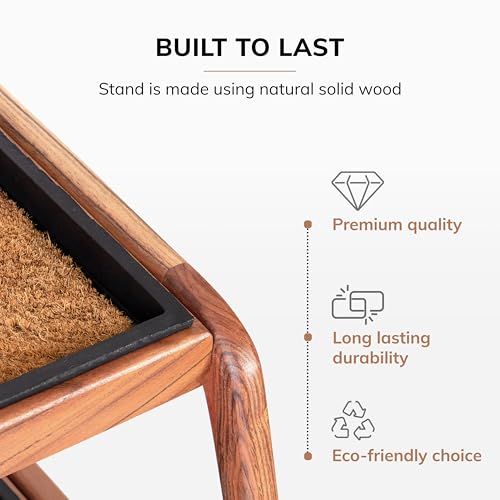 Anji Mountain Heavy Duty Waterproof Wooden Shoe Storage Mat Organizer/Boot Storage Tray Multi Use for Entryway with Coir, Tan Cross Embossed Insert, 2 Tier, Fits 6 Pair (36.5" Wide) by Anji Mountain - Image 3