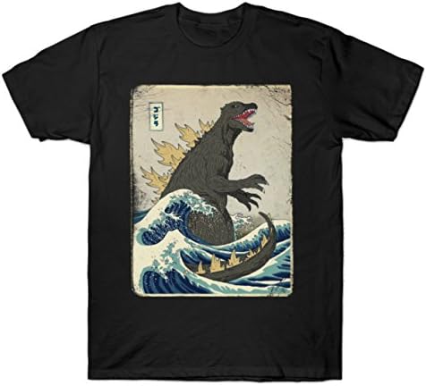 Men's The Great Godzilla Off Kanagawa Funny Tshirt
