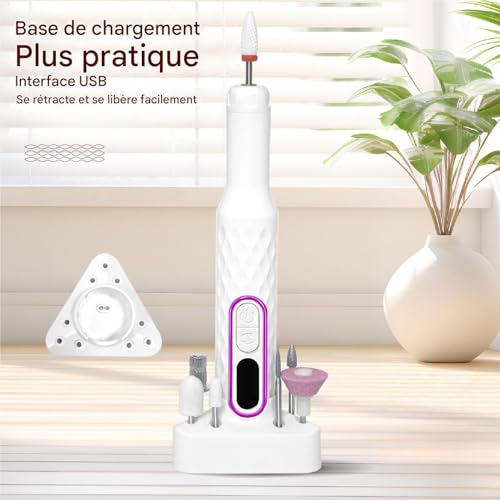 Outil manucure rechargeable pour ongles abîmés à polir et poncer