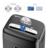 Amazon Basics Niszczarka do papieru, rozdrabnianie mikro, na 8 arkuszy, niszczarka do płyt CD i kart kredytowych, 8 arkuszy, czarna