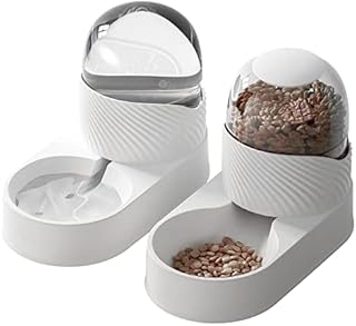 Automatic Pet Feeder Dispenser Set - 2L Outdoor Pet Food and Water Dispensers Bottles for Dog, Cat, white Automatic Pet Feeder,Dog Water Automatic Pet Feeder Dog/Cat Food with Water Dispenser 2 Pieces