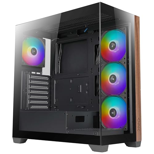 Boitier Moyen Tour ATX Azza Neptune RGB noir et marron avec fenêtres en verre trempé