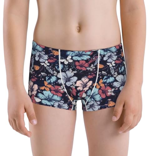 Boys' Cotton Boxer Brief Soft Underwear-Flowers Ad Butterflies
