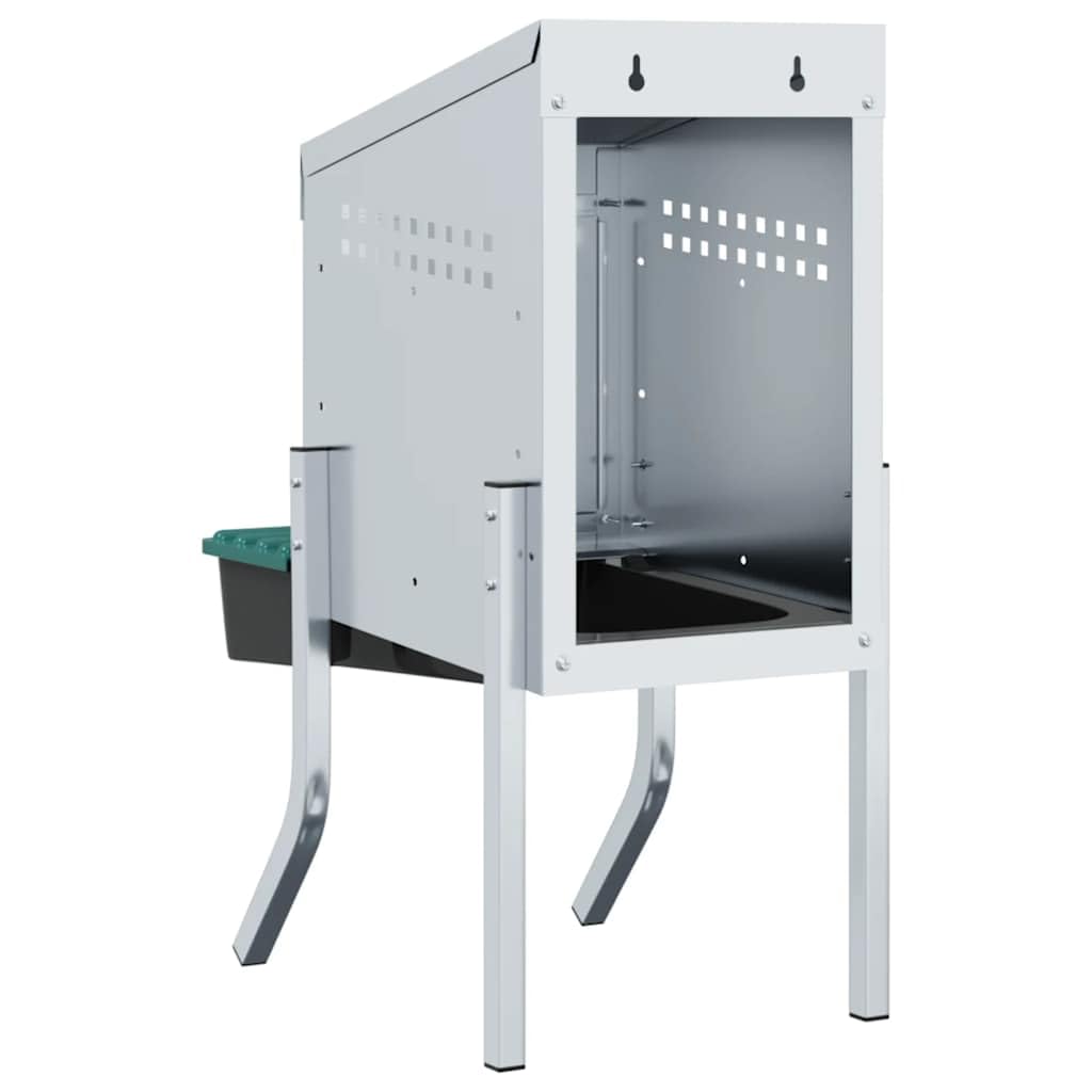 Nidera para gallinas con 1 compartimento con patas de acero galvanizado, ponedora para gallinas ponedoras con tapa elevable y bandeja extraíble, altura ajustable y ventilación integrada