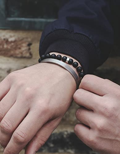 Luxar Men's Titanium Cuff Bracelet | Solid Titanium Minimalist Bracelet Designed For Men | Available In Medium And Large Sizes | Explore The World Of Luxar (Brushed Titanium | Medium) #TOP2