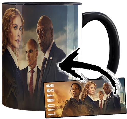 Imagen de MUGSVILLE Lioness Zoe Saldaña Nicole Kidman Taza Interior y Asa Negra Ceramica Mug