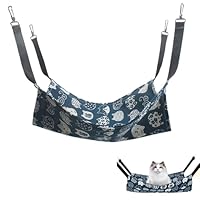 Butyeak Segeltuch Katzenhängematte 50x40cm,Doppelseitige Haustierhängematte,Verstellbare Haustierhängematte Blau,Atmungsaktiv Haustierkäfig Hängematte,Hängende Kleintierbett für Katzen Kleine Hunde