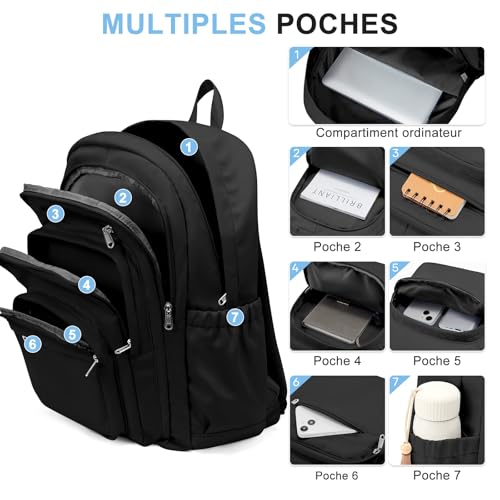 Sac à dos lycée multi-poches idéal pour les cours