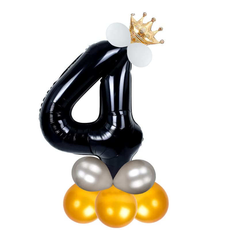 Image of Black 32 Inches Numbers 4 Shape Large Big Foil Helium Balloons For Party Decorations In Happy Birthday Anniversary Office Items Materials Set Pack,1 Piece