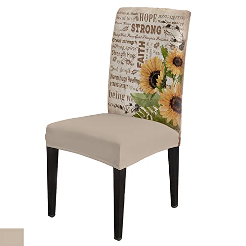 Fantasy Staring Dining Room Chair Covers Set Of 4 Sunflower On Retro Cure Quotes Stretch Removable Washable Chair Protector Covers For Kitchen/Hotel/Wedding/Ceremony #TOP2