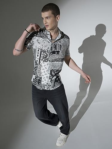 Image of Hubberholme Men's Rayon Relaxed Fit Printed Half Sleeve Resort Shirt