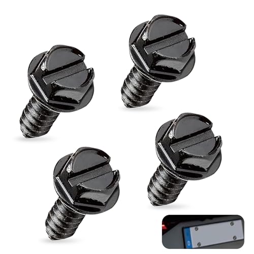Zikefest 4PCS License Plate Screws, Stainless Steel Fasteners, Universal Rustproof License Plate Security Screw Kit, for Cars, Trucks, Vans, SUVs (Black)