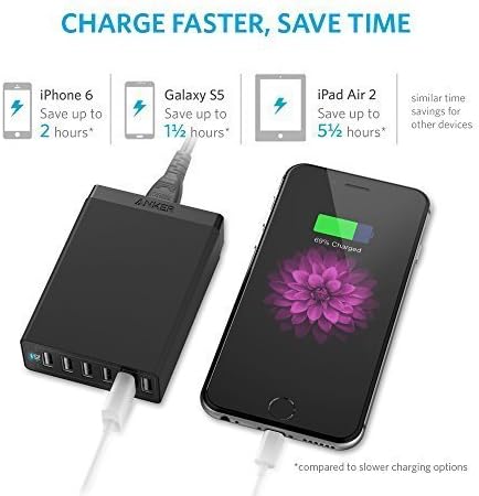 Anker PowerPort 6 EU Black PowerPort 6, Indoor, AC, 5 V, A2123L12 (PowerPort 6, Indoor, AC, 5 V, Black) image 4