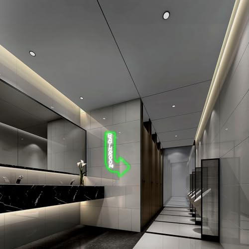 Looklight Bathroom Neon Light Sign Restroom Neon Signs Toilet LED Sign White Green Led Light Up Signs Place Arrow Sign for Restaurant Hotel Bar Shop Home Party - Image 3