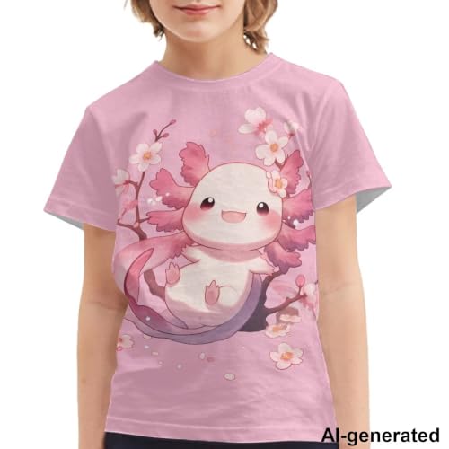 Image of Novelty 3D Graphic T Shirts for Kids Crew Neck Funny Animal Print Short Sleeve Girls Tshirts 3-16 Years