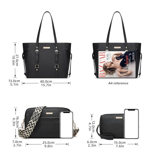 Image of Women Fashion Synthetic Leather Handbags Tote Bag Shoulder Bag Top Handle Satchel Purse Set