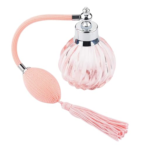 minkissy 90ML/3 oz Vintage Perfume Jar Portable Air Bag Perfume Pink Bottle Scent Fragrance Aromatherapy Mister Bottle for Women Ladies Spray Bottle (Pink)