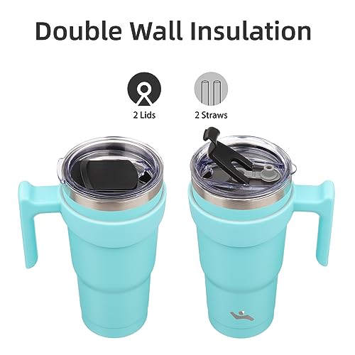Image of Konokyo 20 oz Tumbler with Handle and Straw, Insulated Travel Mug