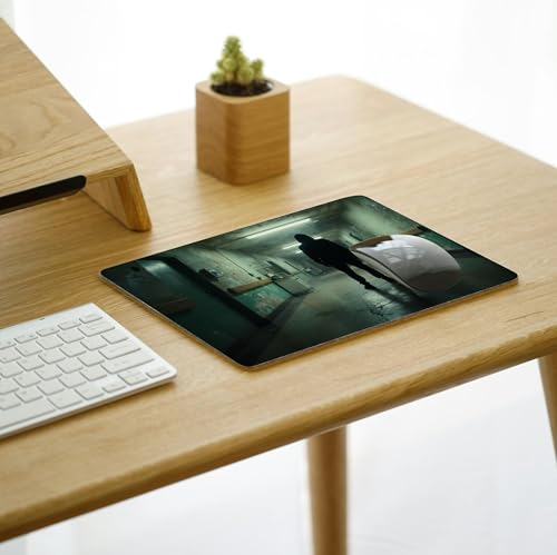 Image of My Print Shop Horror Theme Mouse Pad 9 x 7.5 Inch (23 x 19 cm) | Dark Haunted Corridor Design | Non-Slip Rubber Base | Smooth Surface | 3mm Thick Mouse Pad for Office, Gaming & Desk Setup