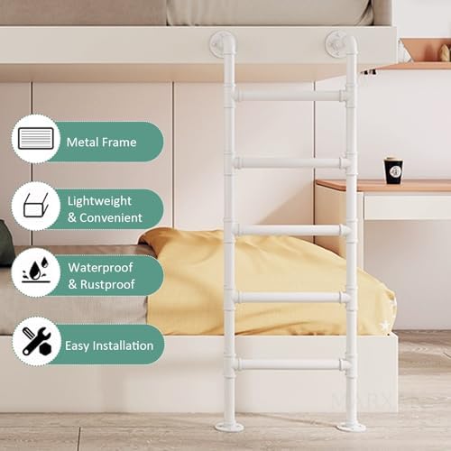 Space-Saving White Metal Window Well Ladder, 3.3ft Floor Standing Climb Ladder for Basement, Dorm, Library, Warehouse, RV, Boat - Durable & Easy Access