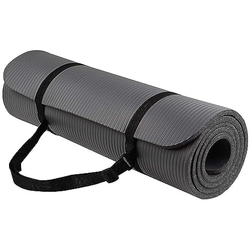 All Purpose 1/2-Inch Extra Thick High Density Anti-Tear Exercise Yoga Mat with Carrying Strap with Optional Yoga Blocks, Multiple Colors