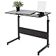 Mobiler Beistelltisch Pflegetisch, Höhenverstellbar Tragbarer Laptop-Tisch mit Rollen, Schreibtisch-Bett-Seiten-Lesetisch für Arbeitszimmer zu Hause 80,2 x 40 x 71,5-91 cm (Nussbaum dunkel)