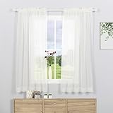Snugray Ivory Sheer Curtains 59 x 72 Inches Long for Living Room/Bedroom/Dining Room Classic Rod Poc