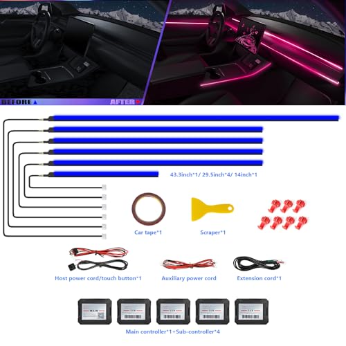 Acrylic Interior Car LED Strip Light with APP, RGB 6 in 1 with 175 inches 600 LEDs Fiber Optic Ambient Lighting Kits, 16 Million Colors Sound Active Function Car Neon LED Strip for Car by STARINBOX - Used condition - Image 2