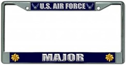 U.S. Air Force Major Chrome License Plate Frame