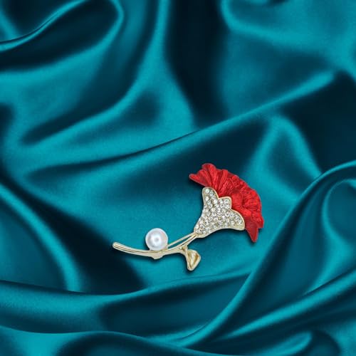 Image of Gold Crystal Shell Flower Brooch Pins for Women Elegant Pearl Rhinestone Floral Brooches Pin Fashion Jewelry for Party Dance Wedding Banquet Brooch for Women Girl Gift