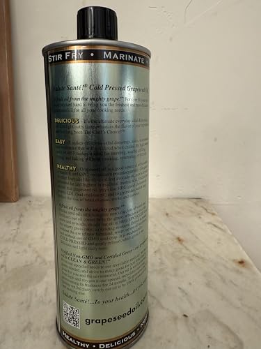 Image of Salute Sante! Cold Pressed Grapeseed Oil - 1 Liter 6-Pack - cooking oil, grapeseed oil - High Smoke Point, Neutral Flavor, Ideal for Frying, Baking & Salad Dressings