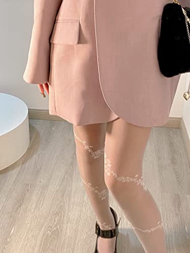 Women's Tights Fishnet Rose Flower Pantyhose High Waist Stockings Summer White Lolita Fishnet Stockings4
