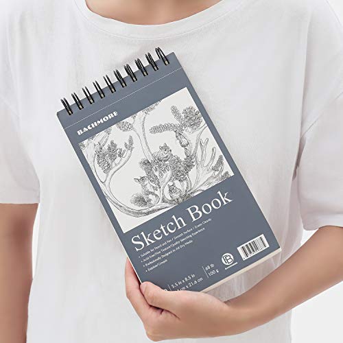 Bachmore Sketchpad 5.5X8.5 Inch (68Lb/100G), 100 Sheets Of Spiral Bound Sketch Book For Artist Pro & Amateurs | Marker Art, Colored Pencil, Charcoal For Sketching (1 Pack) #TOP6