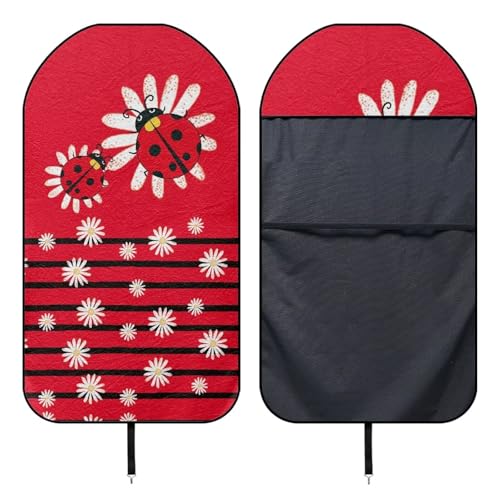 Image of Ladybug Waterproof Sweating Car Seat Cover for Post Gym Workout Universal Front Seat Cover Easy to Install Universal Size Fit for Most Cars SUVs Trucks Vans