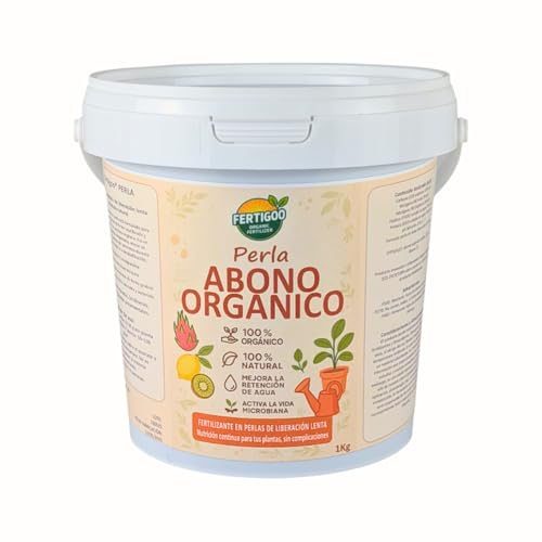 Fertigoo Abono Plantas, Huerto y Frutales Organico 1kg | 100% Natural | Fertilizante en granulos de Liberación Lenta | Para Arboles, Hortalizas, Tropicales, Pitahaya, Cesped, Flores | indoor outdoor