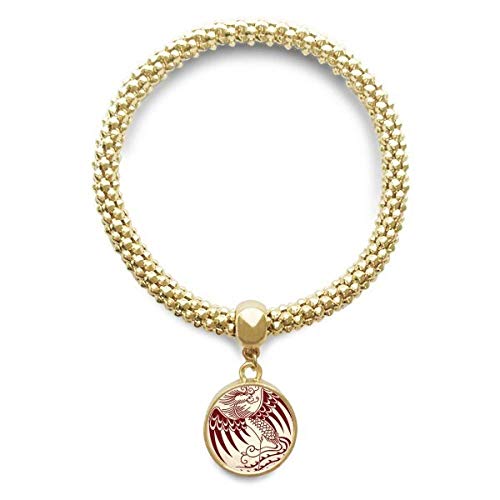 Bracelet phénix chinois d'or au quotidien : sublimez votre style avec ce pendentif rond DIYthinker