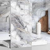 10pcs Thick Marble Peel and Stick Waterproof Wall Panels,Heat-Resistant Backsplash Tile, 23.6'x11.8'...