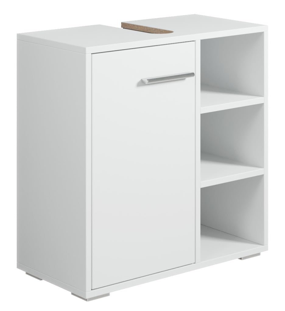 Badplaats B.V. Meuble Vasque Neptunus - Blanc - 60 x 28 x 60 cm - Meuble de Salle de Bain, Colonne, Armoire