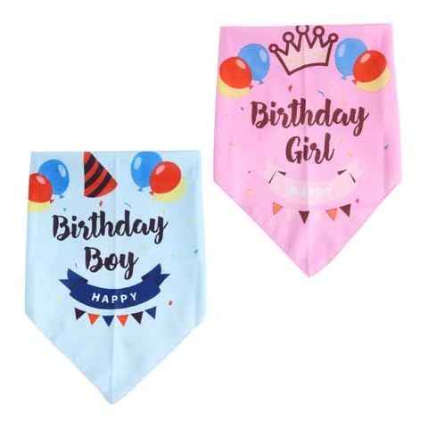 2 Pcs Dog Birthday Bandana Dog Birthday Kit Dog Birthday Bandana Triangle Scarfs for Dogs Cats Pet Birthday Party Supplies Birthday Decor Cover