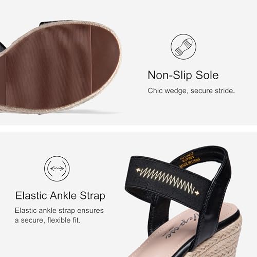 Vepose Women's Wedge Sandals Platform Espadrilles Sandals Elasitc Ankle Strap Open Toe 881 Sandals with 3.5" Inchs High Heel Summer Shoes3